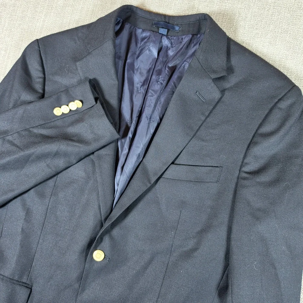 Jos. A. Bank Blazer Mens 42R Dark Navy Blue 1905 Brrr ComfortStretch Gold Button